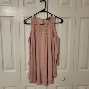 Freshman dusty pink cold-shoulder blouse